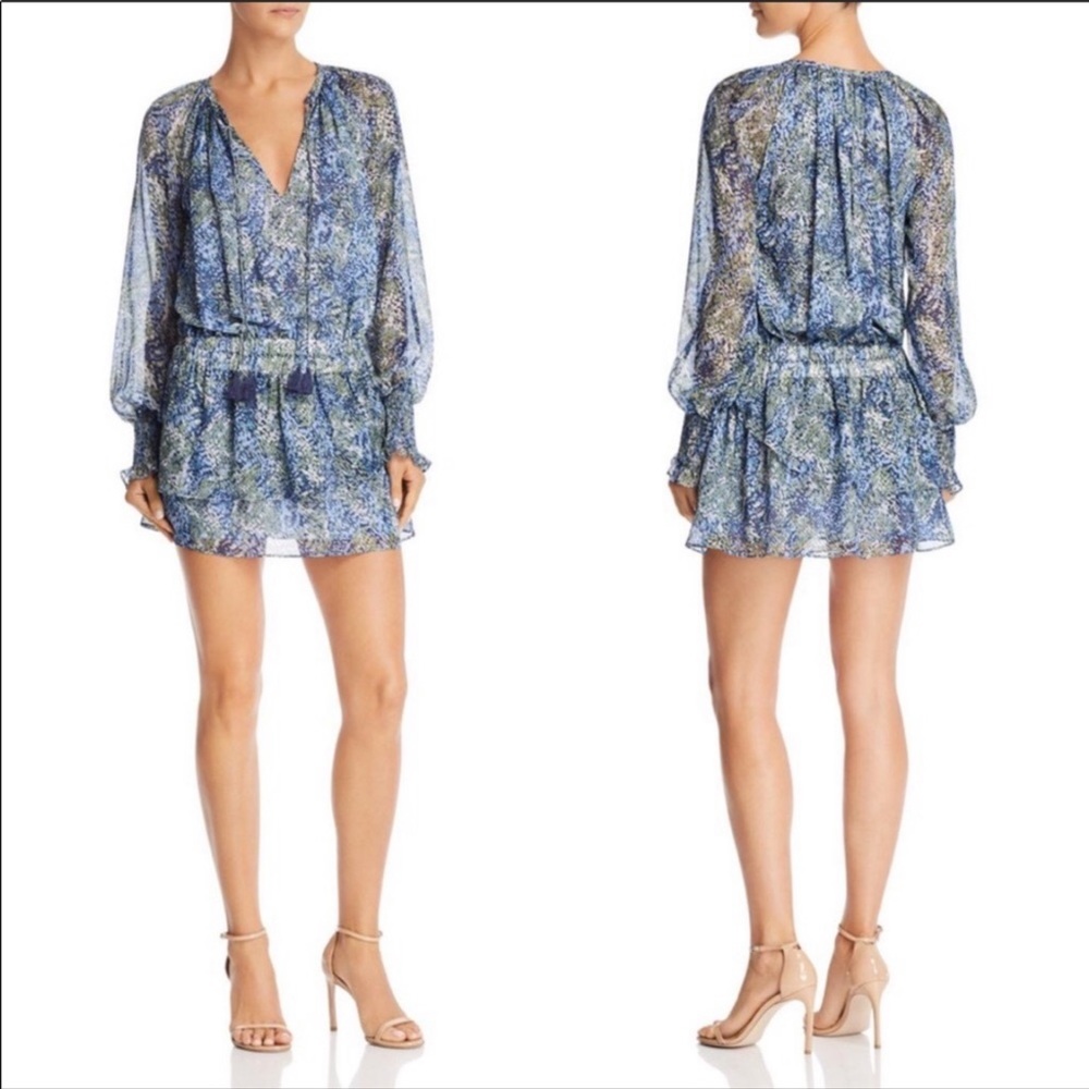 Ramy Brook Brinley Tassel Tie Dress Blue Sz L